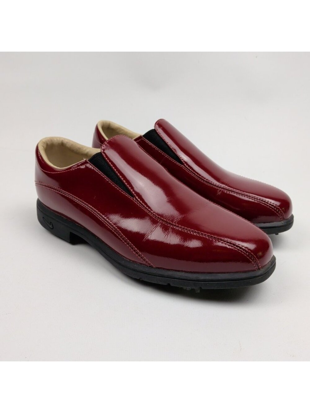 VTG Nike Golf Verdana Last Shiny Red Patent Leather Slip-On Golf Shoes Wom Sz 7